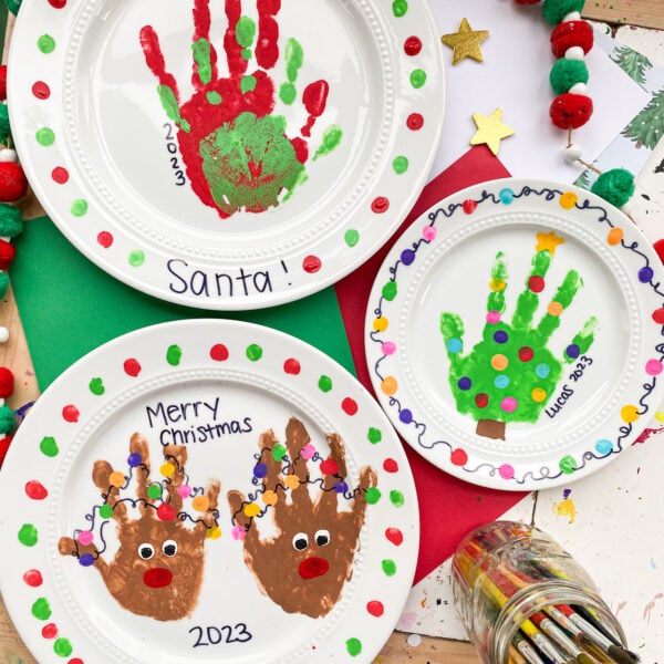 Christmas Plates Handprint Gift